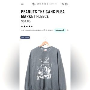 NWT Junk Food PEANUTS THE GANG FLEA MARKET FLEECE sz S